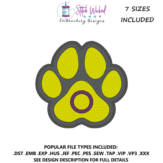 Intersex Pride Flag Puppy Dog Paw Print Machine Embroidery Design