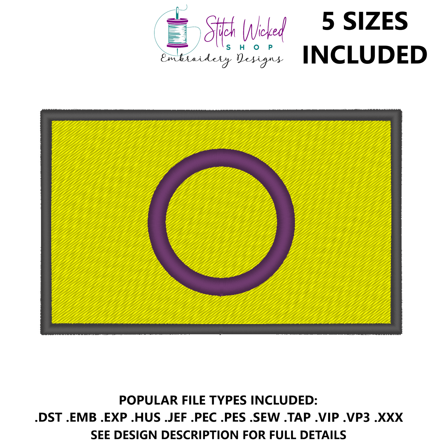 Intersex Pride Flag Machine Embroidery Design, LGBTQ Pride Flag