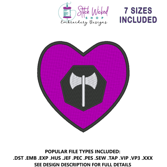 Labrys Pride Flag Heart Embroidery Design, Heart Lesbian Pride Flag Patch, 7 Sizes Included