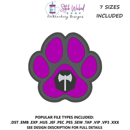 Lesbian Labrys Pride Flag Puppy Dog Paw Print Machine Embroidery Design