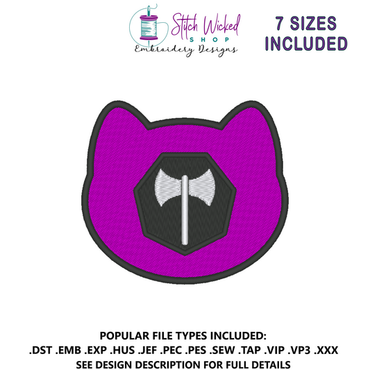 Labrys Purride Flag Embroidery Design, Cat Lesbian Pride Flag Patch, 7 Sizes Included