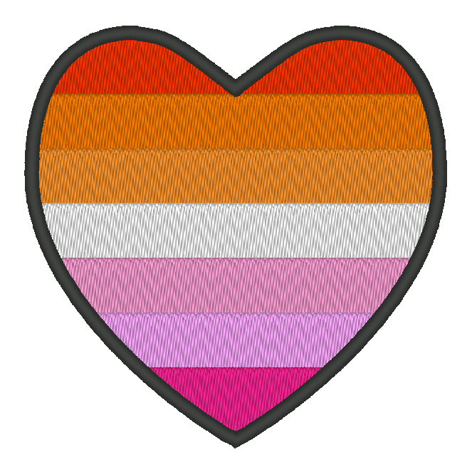 Lesbian Pride Flag Heart Embroidery Design, Heart Pride Flag Patch, 7 Sizes Included