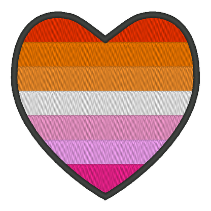 Lesbian Pride Flag Heart Embroidery Design, Heart Pride Flag Patch, 7 Sizes Included