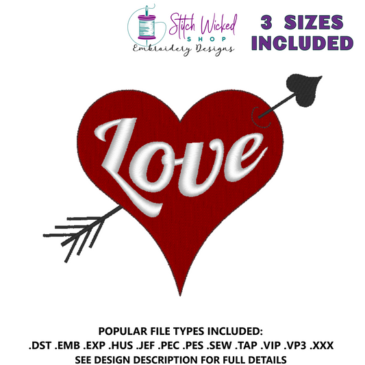 Love Heart Valentines Day Embroidery Design