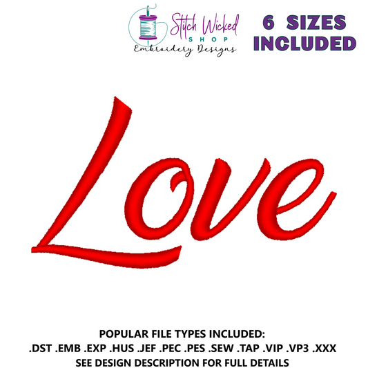 Love Script Machine Embroidery Design