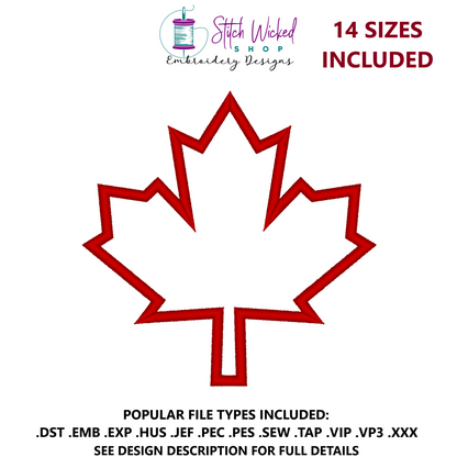 Maple Leaf Embroidery Design Bundle, Applique, Fill Stitch, Plaid Canada Maple Leaf
