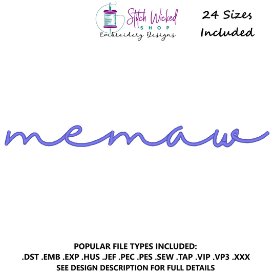 Memaw Script Sweatshirt Embroidery Design