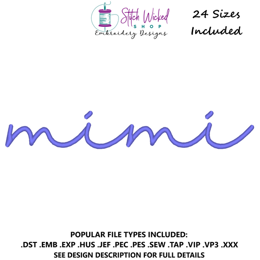 Mimi Script Sweatshirt Embroidery Design