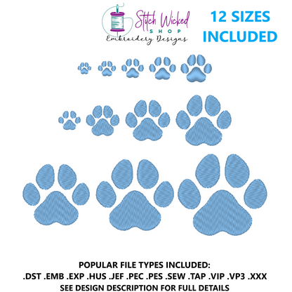 Mini Puppy Dog Paw Print Embroidery Design
