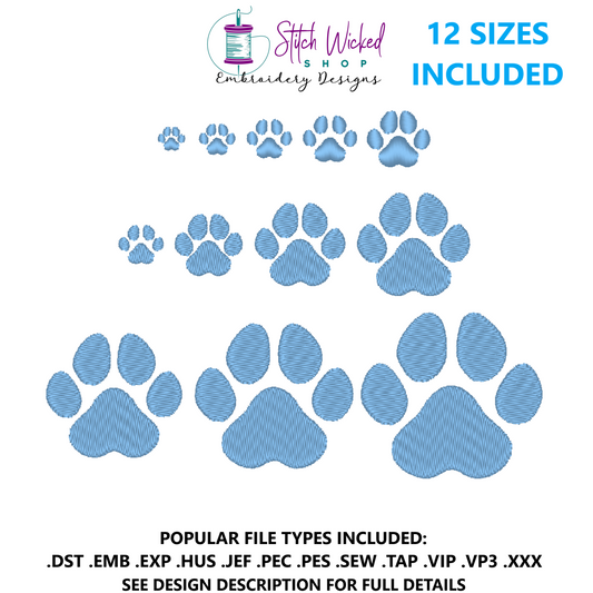 Mini Puppy Dog Paw Print Embroidery Design