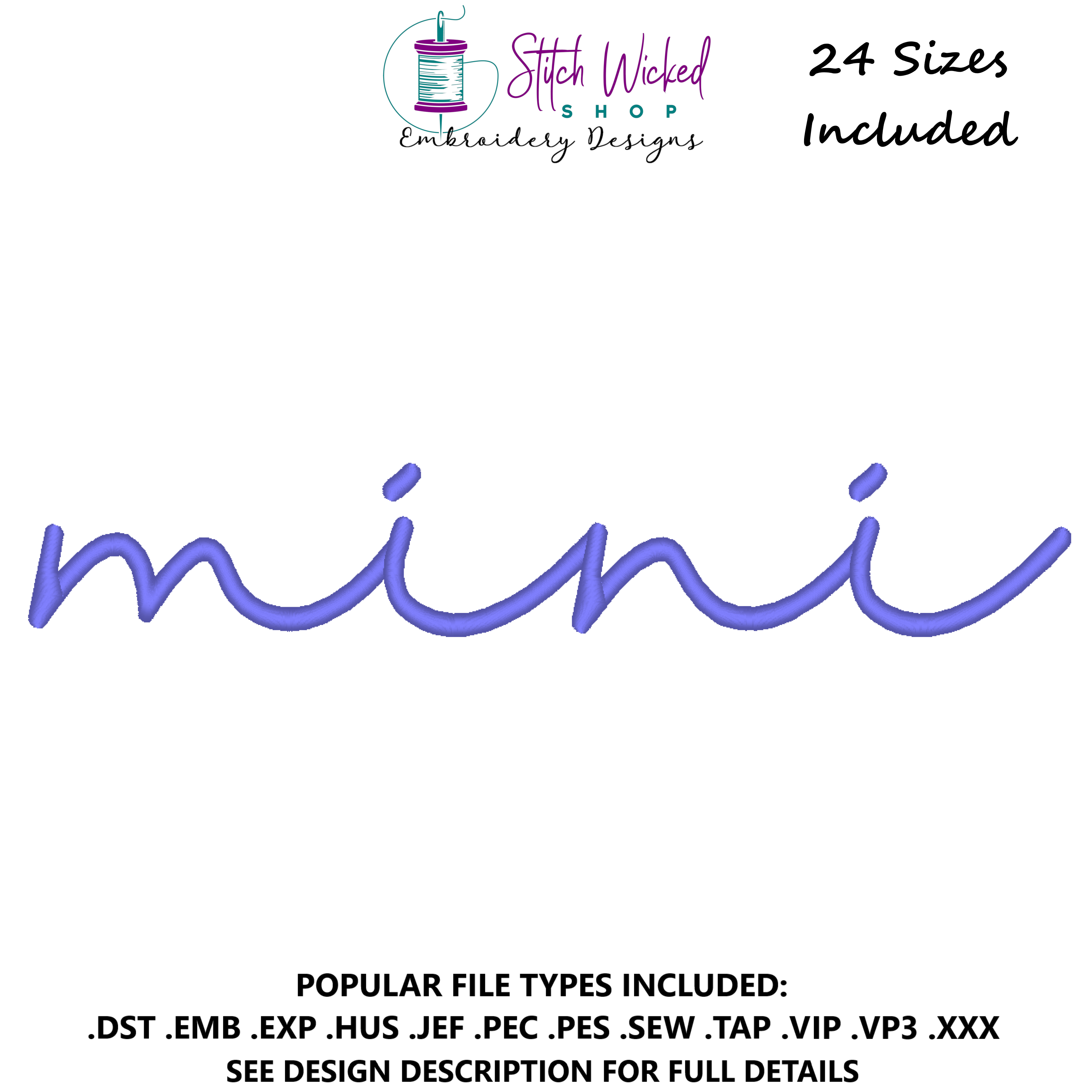 Mini Script Sweatshirt Embroidery Design – Stitch Wicked Shop