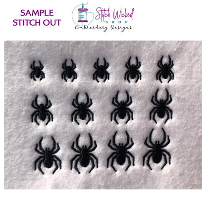 Mini Satin Stitch Spider Embroidery Design, 13 Sizes Included