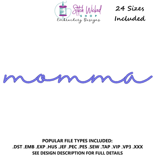 Momma Script Sweatshirt Embroidery Design