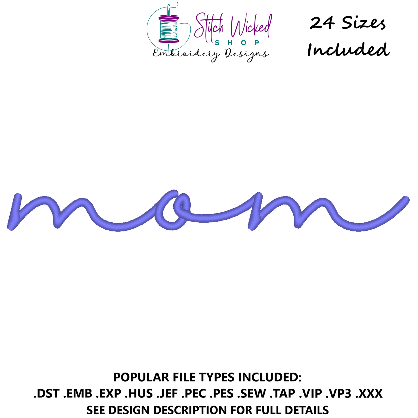 Mom Script Sweatshirt Embroidery Design