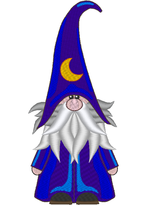 Gnome Machine Embroidery Design, Moon Hat
