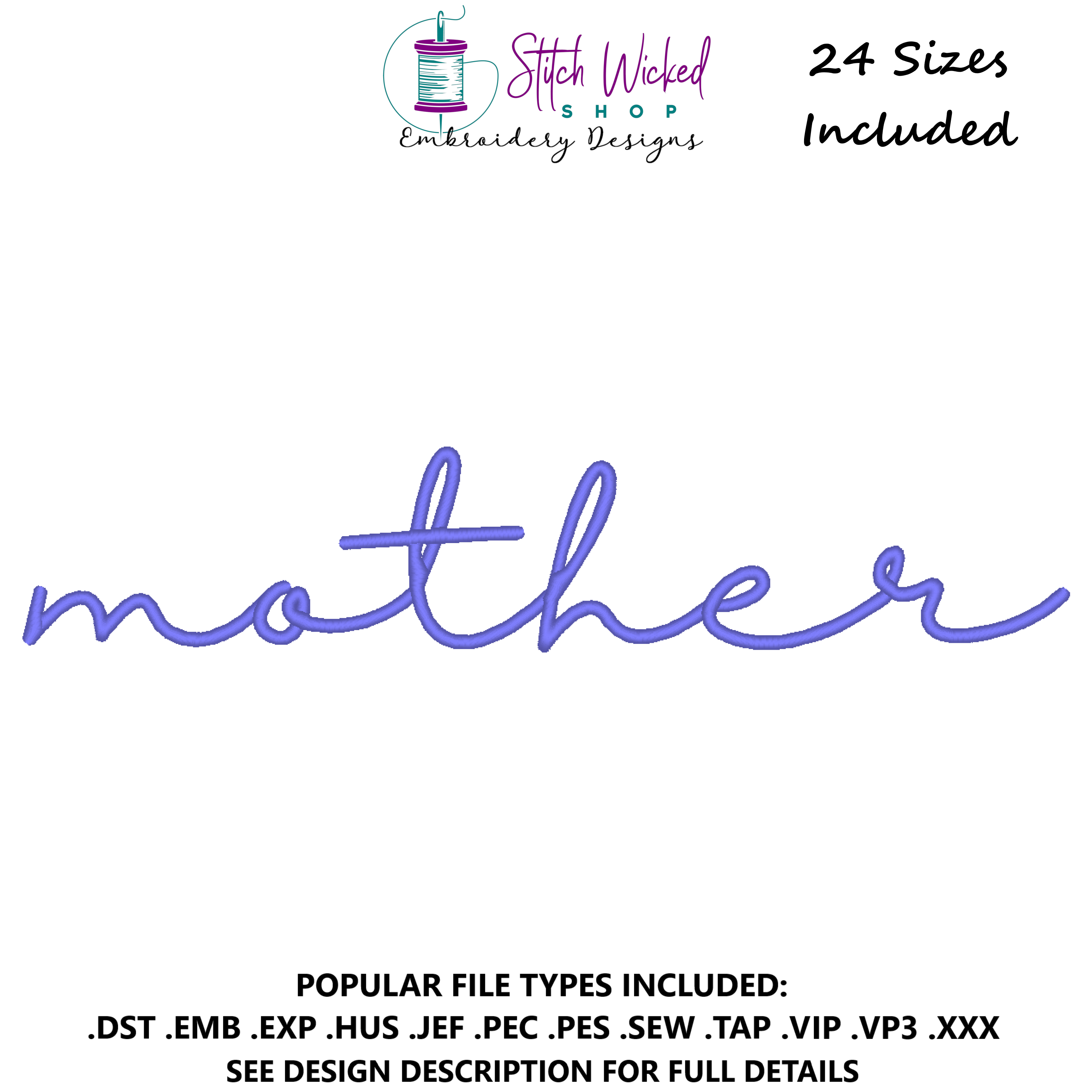 Mother Script Sweatshirt Embroidery Design – Stitch Wicked Shop