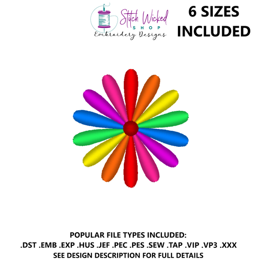 Mini Flower Embroidery Design, Multicolor Flower 3