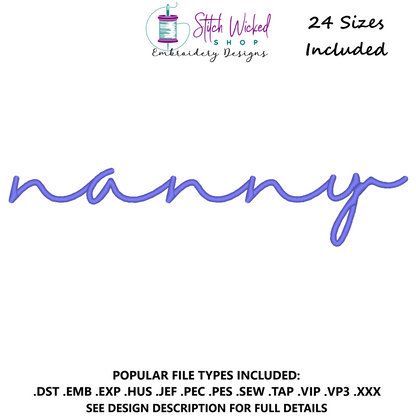 Nanny Script Sweatshirt Embroidery Design