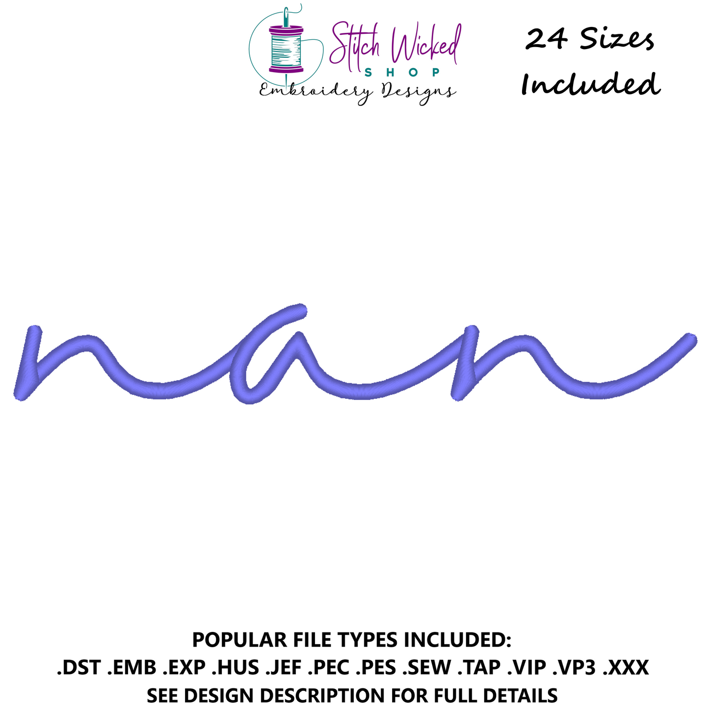 Nan Script Sweatshirt Embroidery Design