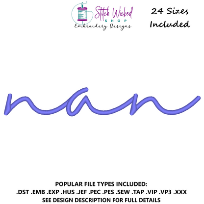 Nan Script Sweatshirt Embroidery Design