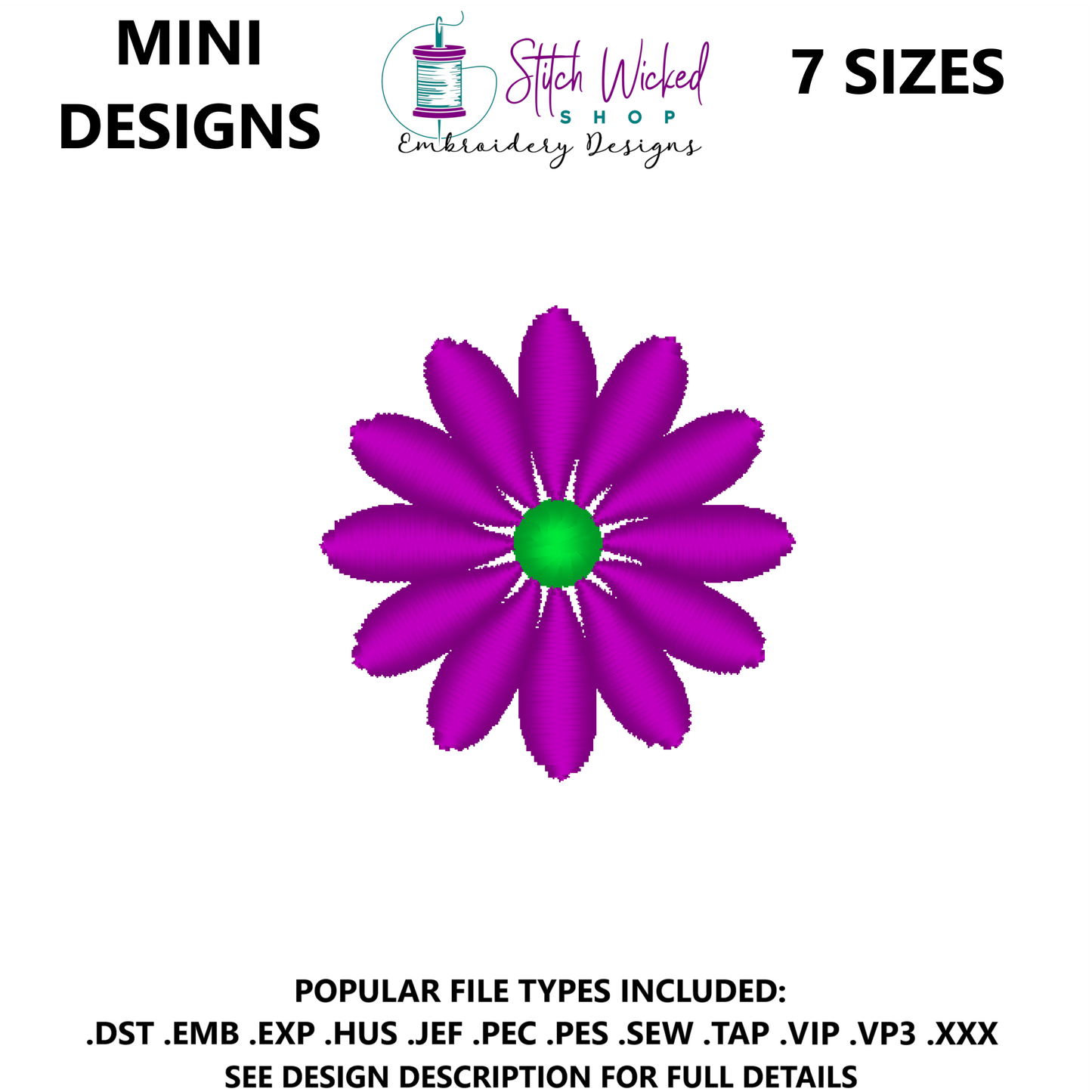Mini Flower Embroidery Design, Flower 20