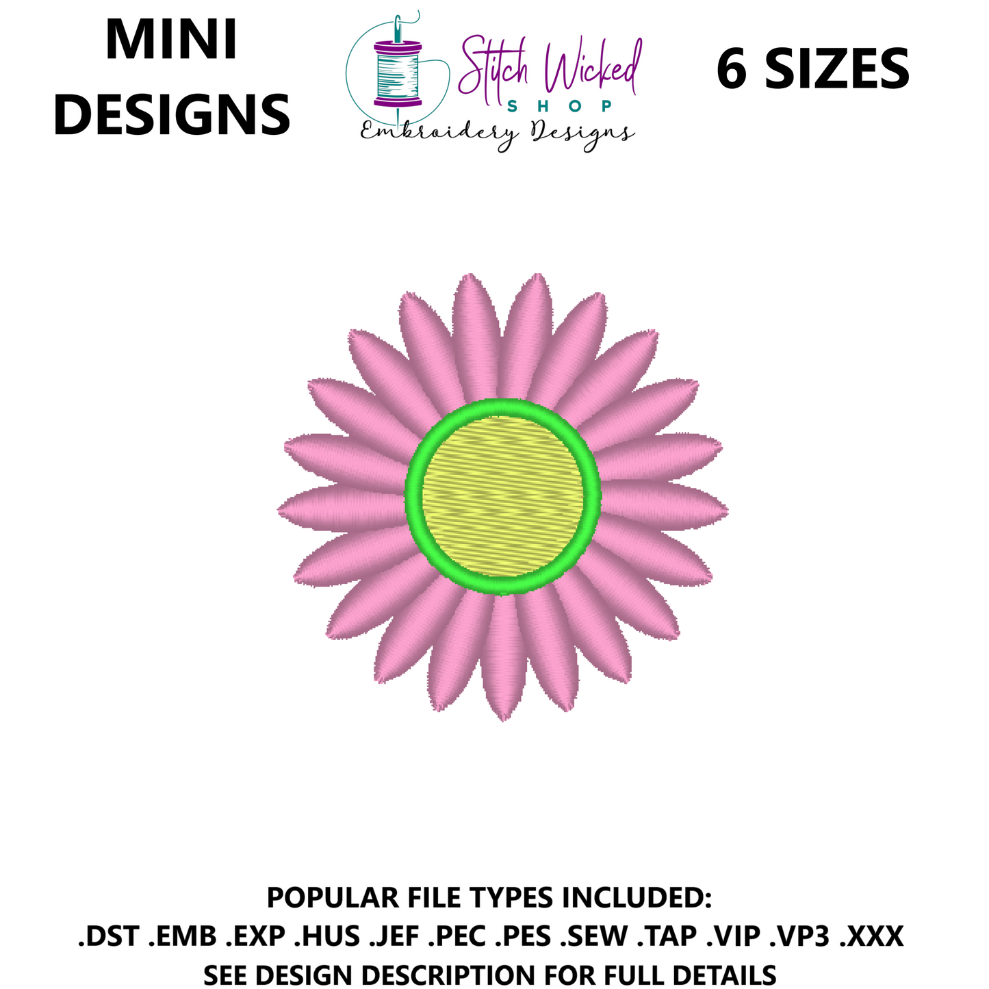 Mini Flower Embroidery Design, Flower 9