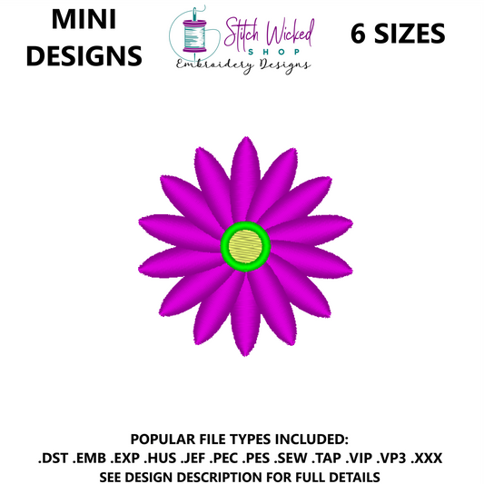 Mini Flower Embroidery Design, Flower 1