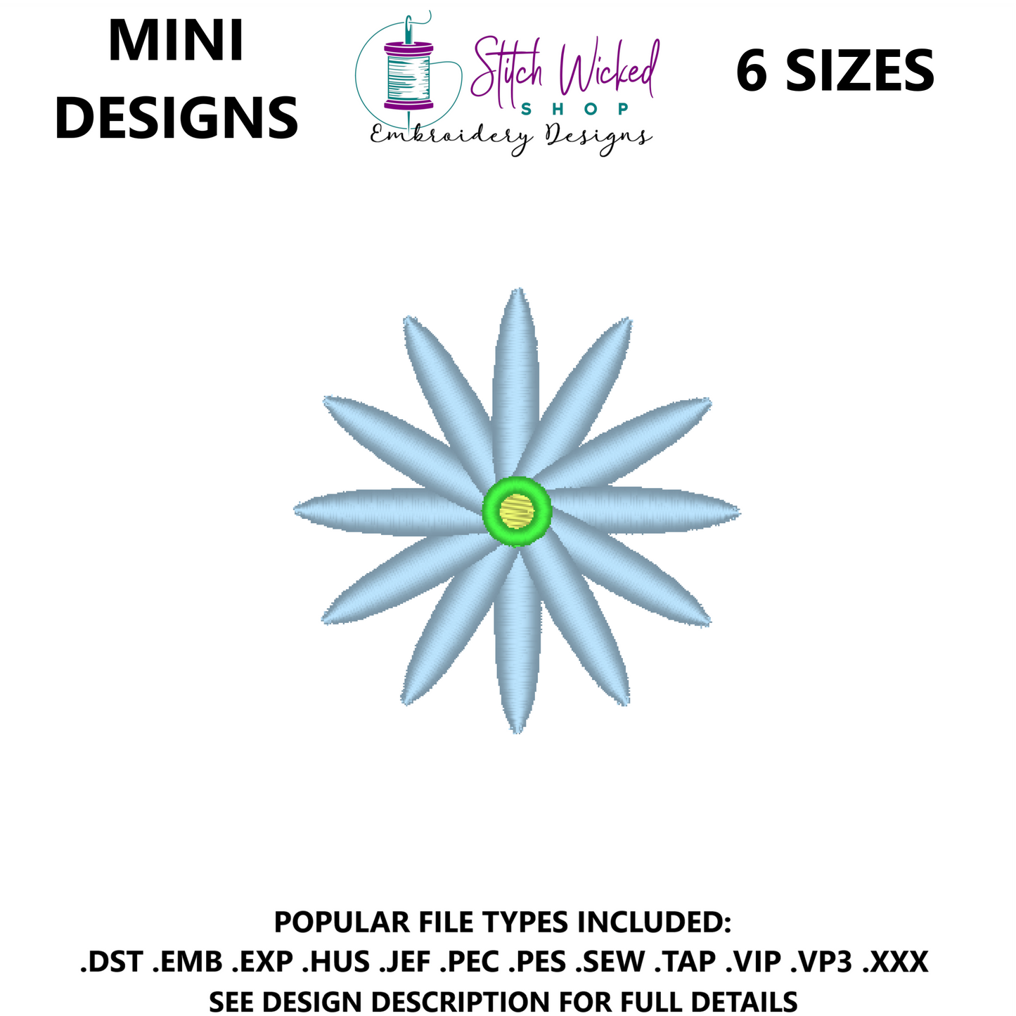 Mini Flower Embroidery Design, Flower 10