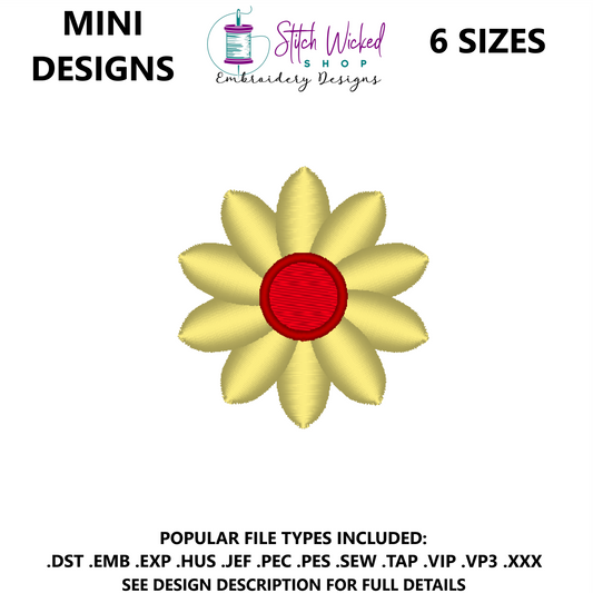 Mini Flower Embroidery Design, Flower 6
