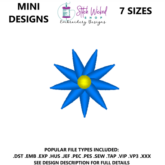 Mini Flower Embroidery Design, Flower 11