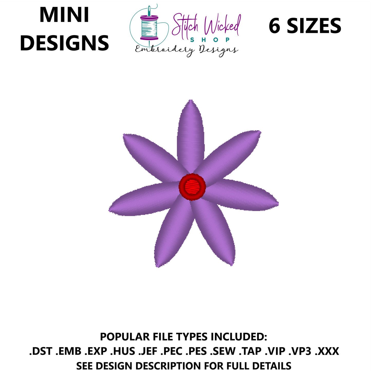 Mini Flower Embroidery Design, Flower 3