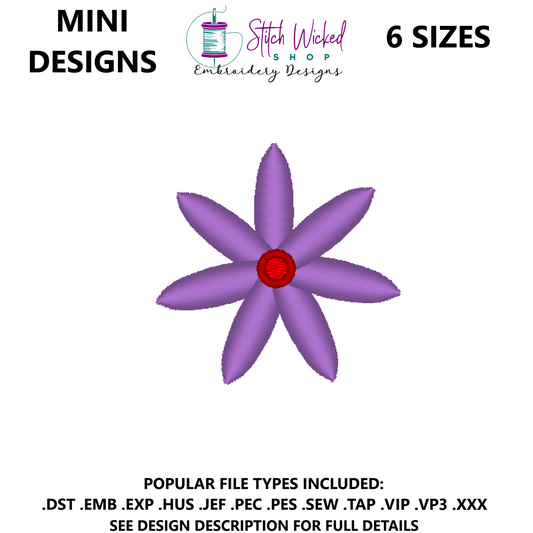 Mini Flower Embroidery Design, Flower 3