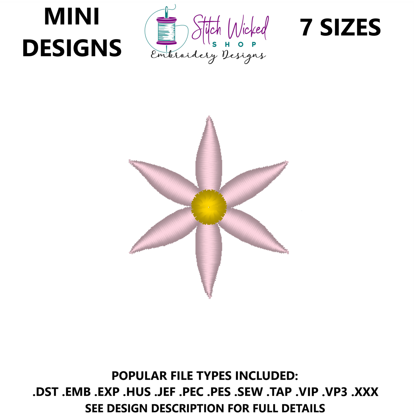 Mini Flower Embroidery Design, Flower 18