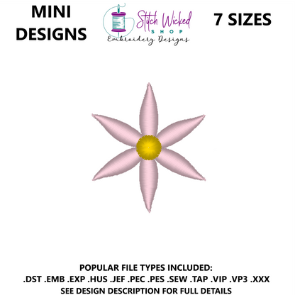 Mini Flower Embroidery Design, Flower 18