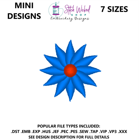 Mini Flower Embroidery Design, Flower 17