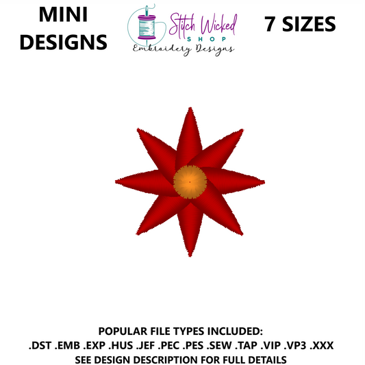 Mini Flower Embroidery Design, Flower 12