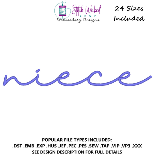 Niece Script Sweatshirt Embroidery Design