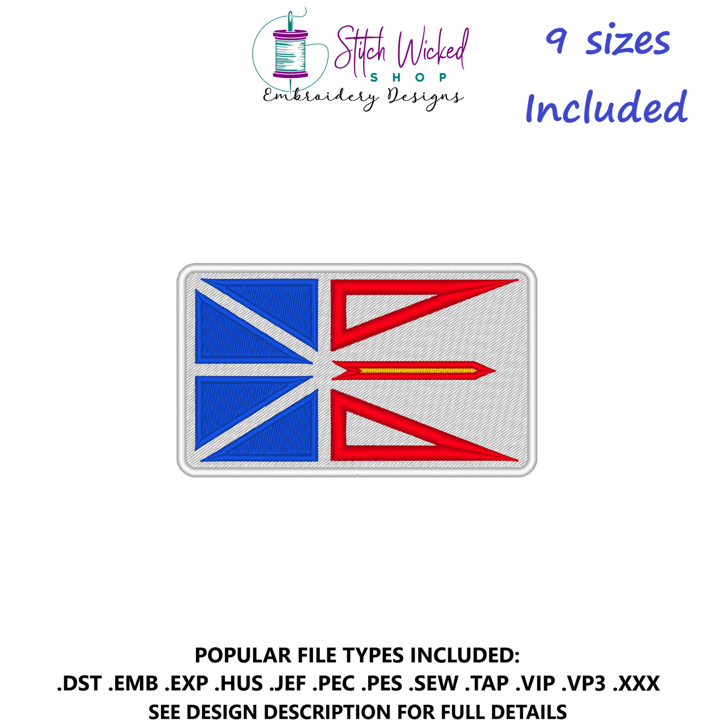 Newfoundland Flag Patch Machine Embroidery Design
