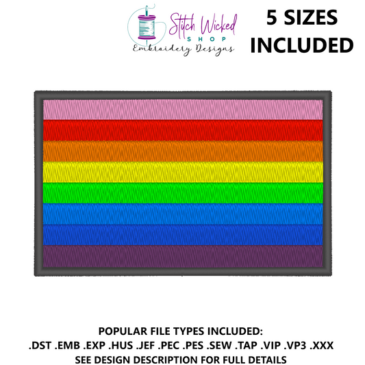 Original Pride Flag Machine Embroidery Design, LGBTQ Pride Flag
