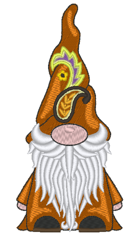 Gnome Machine Embroidery Design, Gnome with Paisley Hat