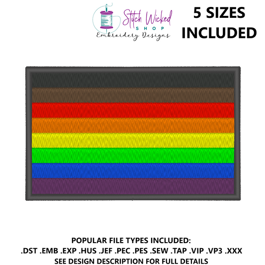 Philadelphia Pride Flag Machine Embroidery Design, LGBTQ Pride Flag