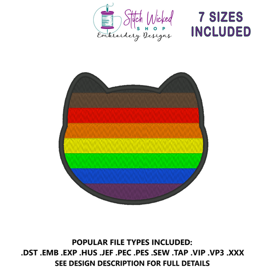 Philadelphia Purride Flag Embroidery Design, Cat Pride Flag Patch, 7 Sizes Included
