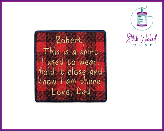 Custom Embroidered Memory Pillow Patch, Custom Text Patch, Memory Patch For Pillows, Memorial Patch for Blankets, Memorial Gift, Memory Gift