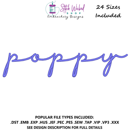 Poppy Script Sweatshirt Embroidery Design