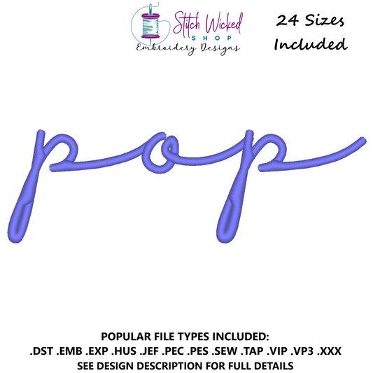 Pop Script Sweatshirt Embroidery Design