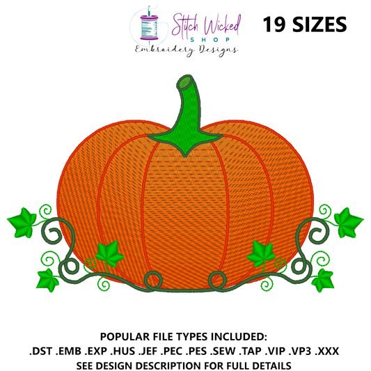 Pumpkin Vine Embroidery Design