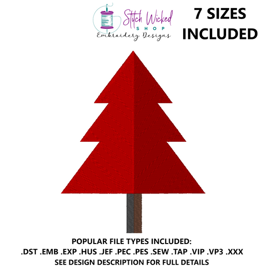 Rustic Country Christmas Tree Embroidery Design