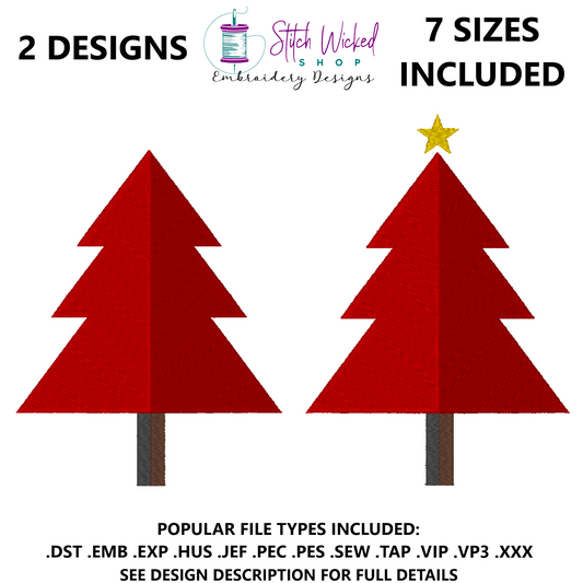 Rustic Country Christmas Tree Embroidery Design Bundle