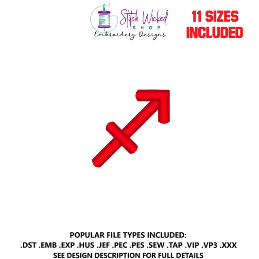 Sagittarius Mini Satin Stitch Zodiac Symbol Embroidery Design