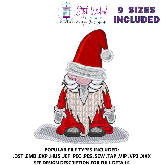 Santa Gnome Machine Embroidery Design